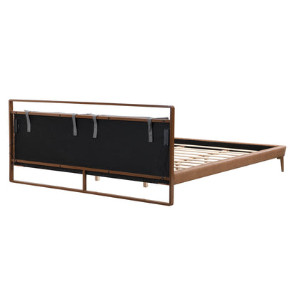 Mireva Brown&Gray Leather King Bed with 2pcs Night Lights