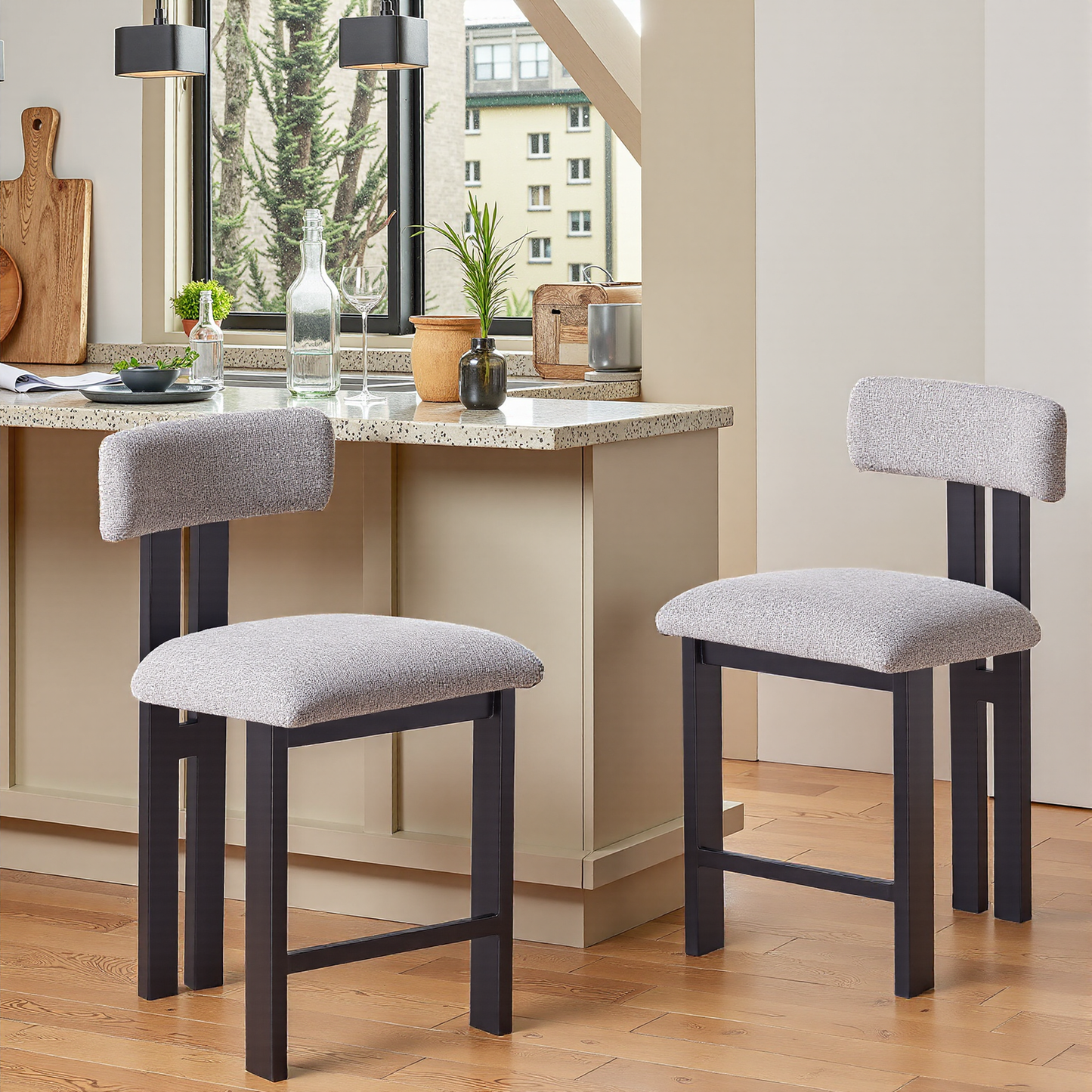 Lodge Modern Upholstered Counter Stools, Set of 2