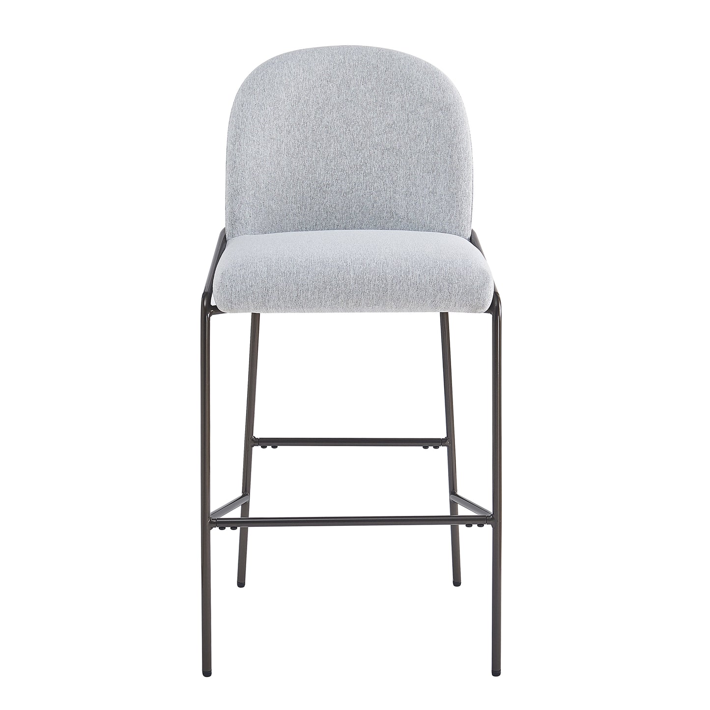 Galence Indoor Metal Upholstered Barstool, Antique Bronze Finish Frame, Set of 2