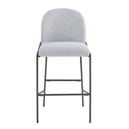 Galence Indoor Metal Upholstered Barstool, Antique Bronze Finish Frame, Set of 2