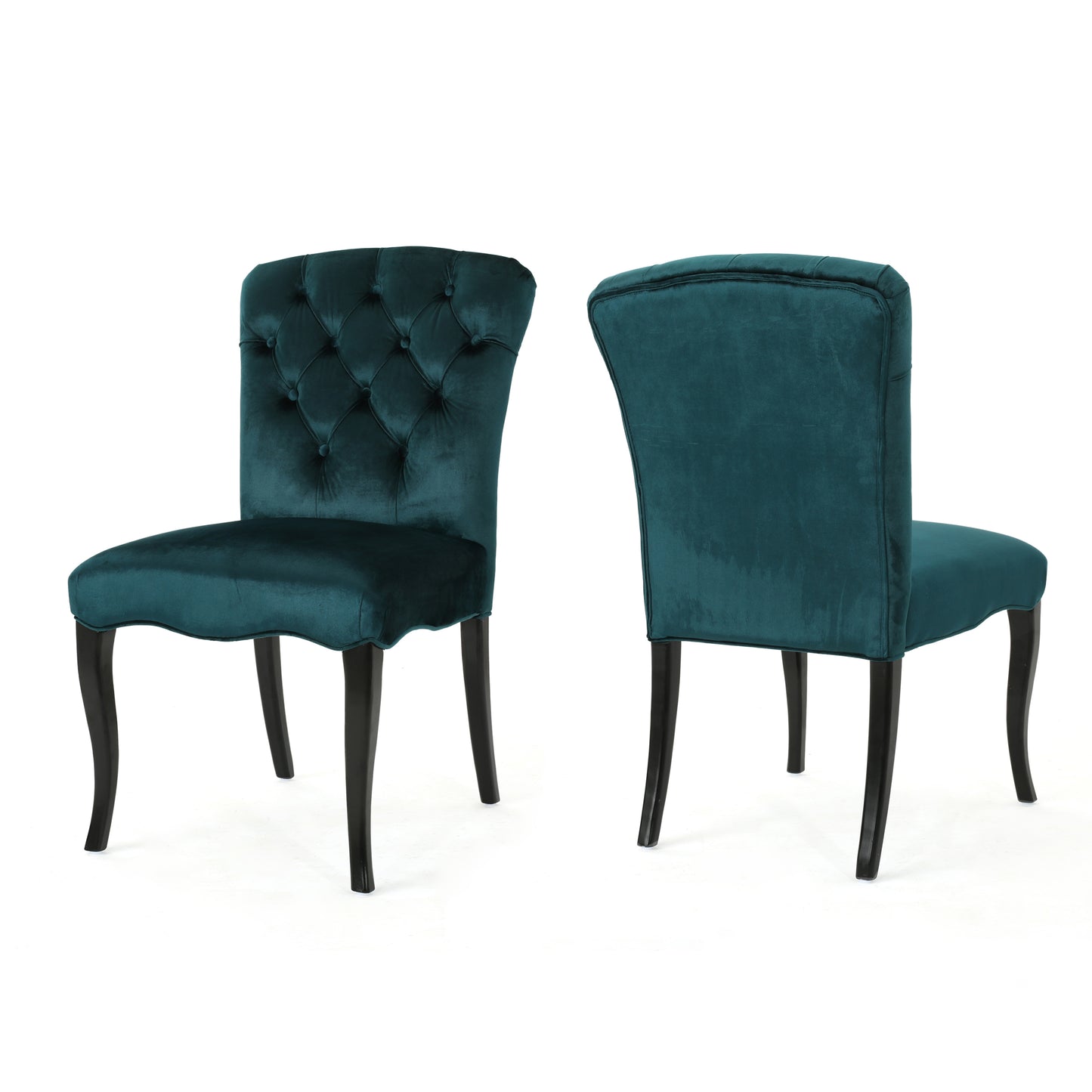 Hallie Traditional Tufted Armless Dining Chairs (Set of 2)