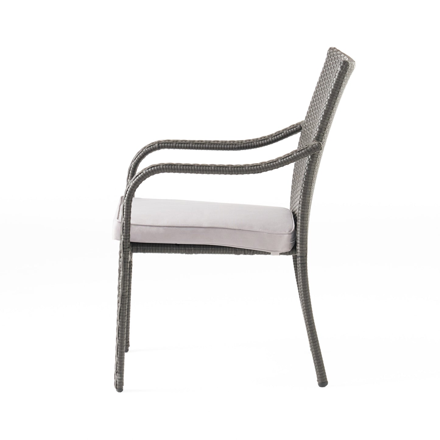 Eulaliy Outdoor 6 Pieces PE Rattan Chat Set,Include 4 Stacking Chair With Cushion,1 Wood Bench,1 Dining Table