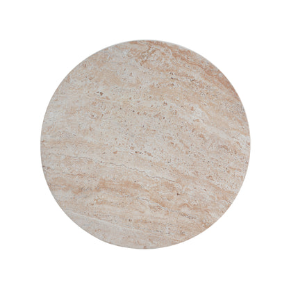 Moonveil Outdoor Lightweight Concrete Side Table,Travertine Finish