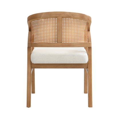 Malaneta Wooden Frame Dining Chair with rattan back,set of 2