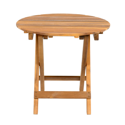Aurl 17.75" W Outdoor Acacia Wood Side Table, Round End Table, Slats Panel Design, Foldable and Adjustable Small Coffee Desk, Sofa Side Desk, No Assembly Needed, 175lbs Teak