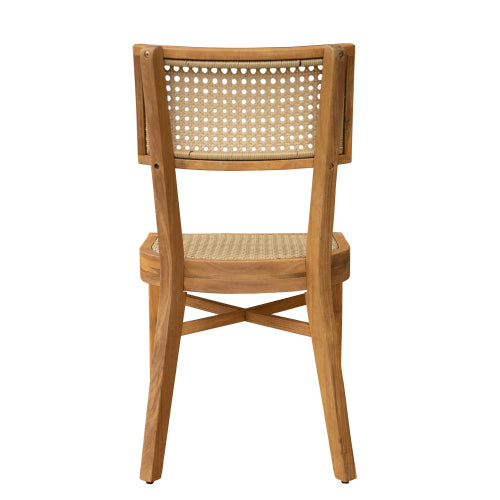 Netho Acacia Wood Dining Chair with Light Brown Wicker,Set of 2