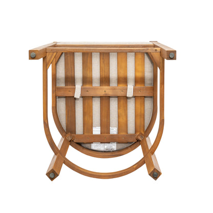 Abacoa Outdoor Barstool,Acacia Wood Finish with Beige Cushion, Set of 2