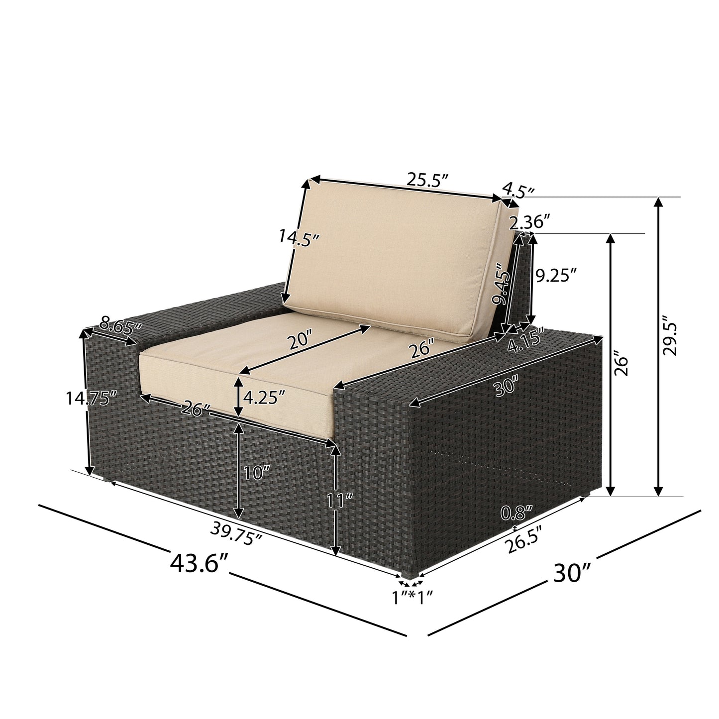 Reddington 7pc Outdoor Brown Wicker Sofa Set w/ Cushions