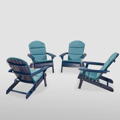 Nelie Outdoor Acacia Wood Folding Adirondack Chairs with Cushions