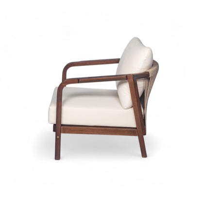 Lumozorette 28" Outdoor Lounge Chair with Backrest,Cushions and Curved Armrests