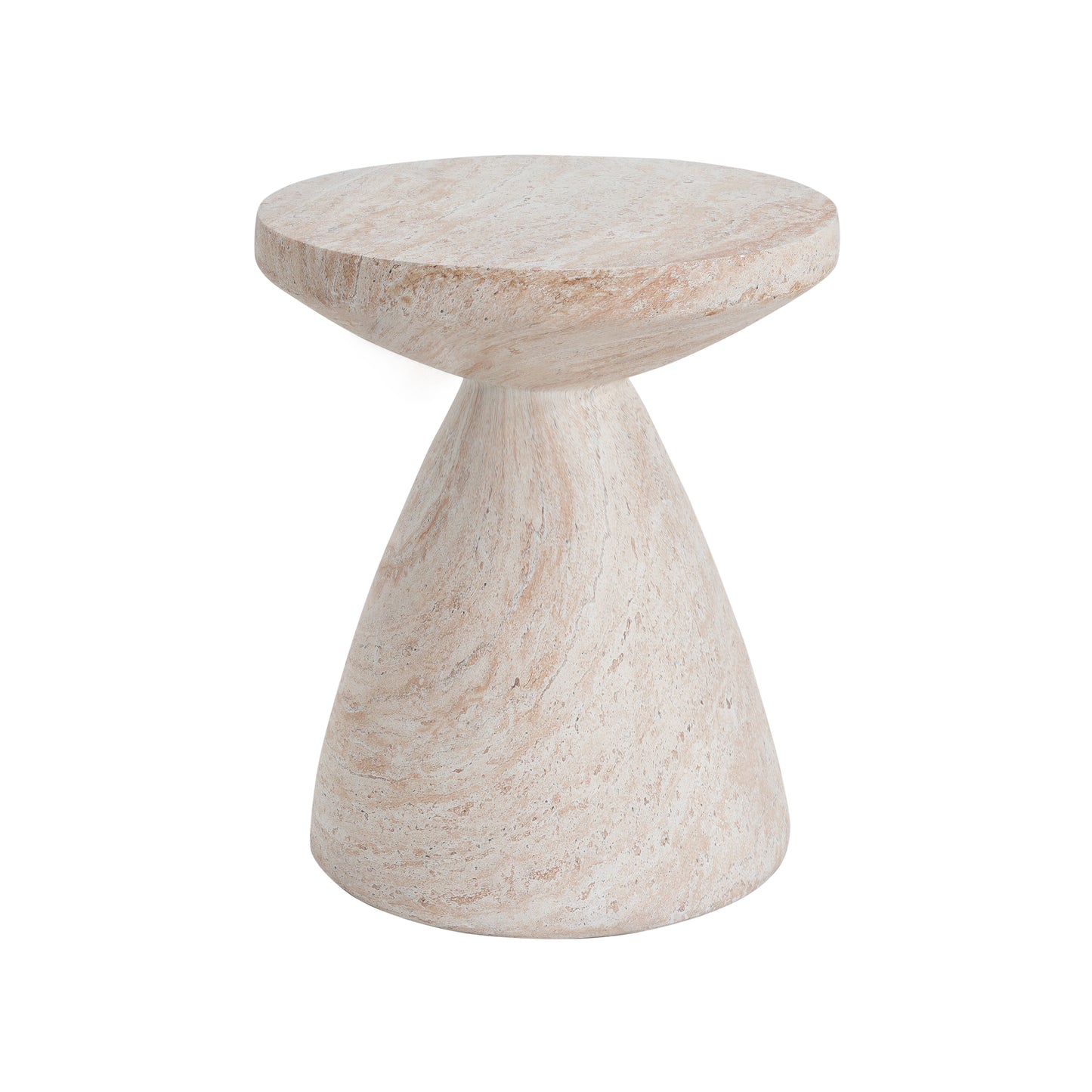 Moonveil Outdoor Lightweight Concrete Side Table,Travertine Finish