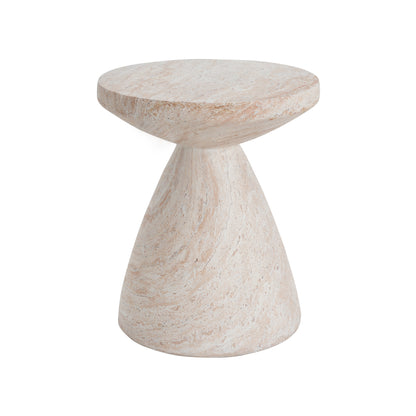 Moonveil Outdoor Lightweight Concrete Side Table,Travertine Finish