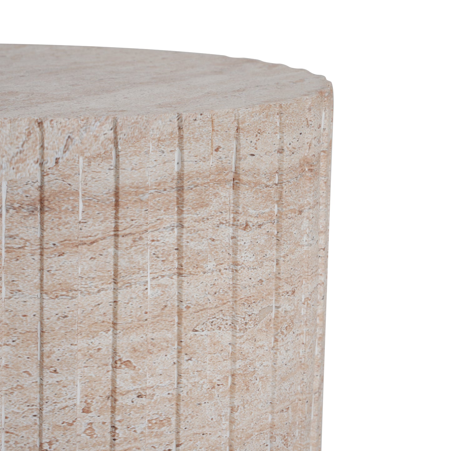 Chateau Outdoor Lightweight Concrete Side Table,Travertine Finish