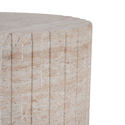 Chateau Outdoor Lightweight Concrete Side Table,Travertine Finish