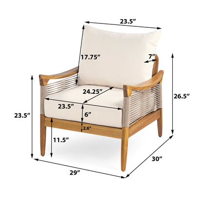 Brsing Outdoor Acacia Wood Patio Club Chair With Cushion