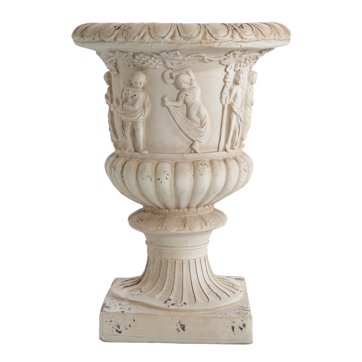 Caldrithar MGO Garden Artistic relief Urn, Antique White, 27'' H