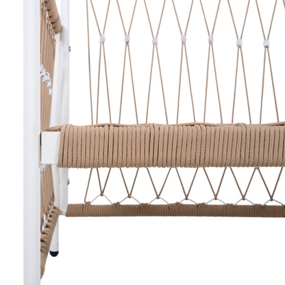 Veyavelor Bohemian Outdoor Lounge Chair with Handwoven Rope, Waterproof Cushions [Set of 2]