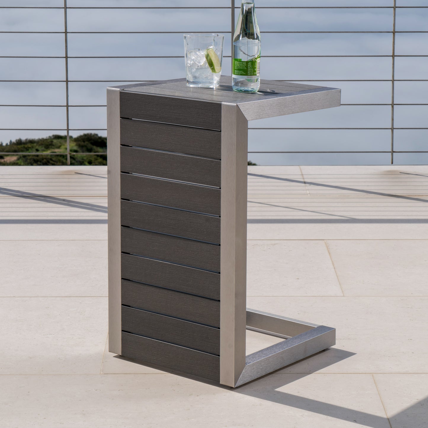 Crested-Bay Modern Aluminum C-Shaped End Table