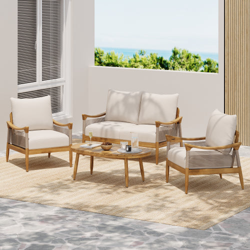 Brsinal Outdoor Patio Conversation Sets,with Cushions and Coffee Table