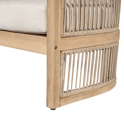 Maelrik Outdoor Acacia Wood Patio Chair with Cushions