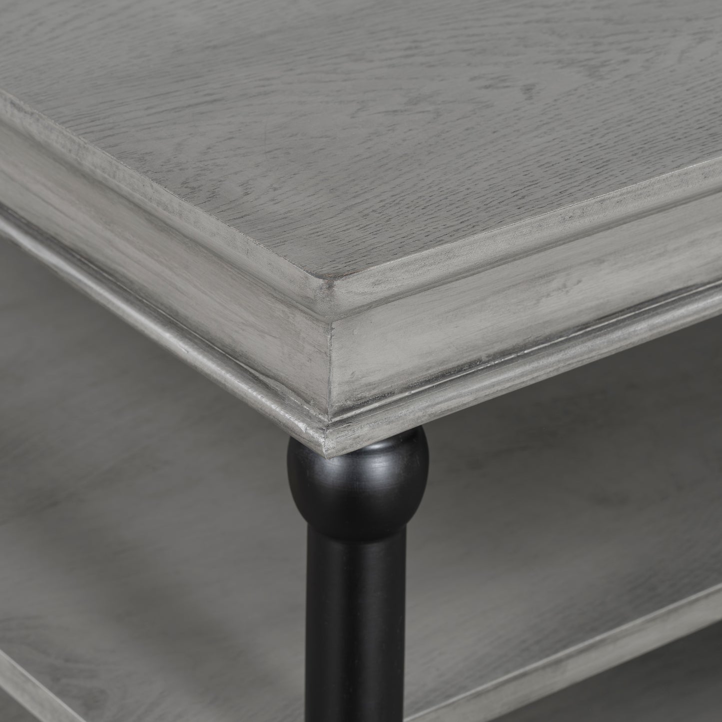 55.1" Wood Coffee Table with Black Legs, 2 Open Storage Shelves, Modern Living Room Table