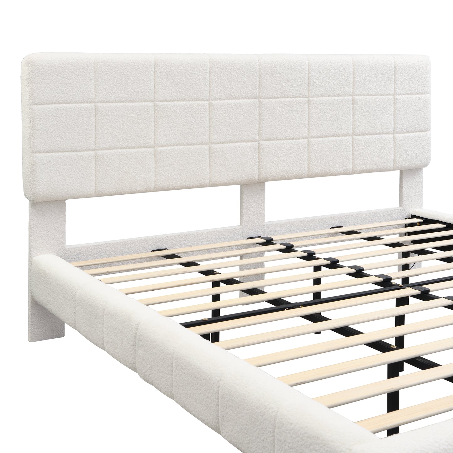 Anjelina Cloud-Like Boucle Floating Bed with Multicolor Mood Lighting