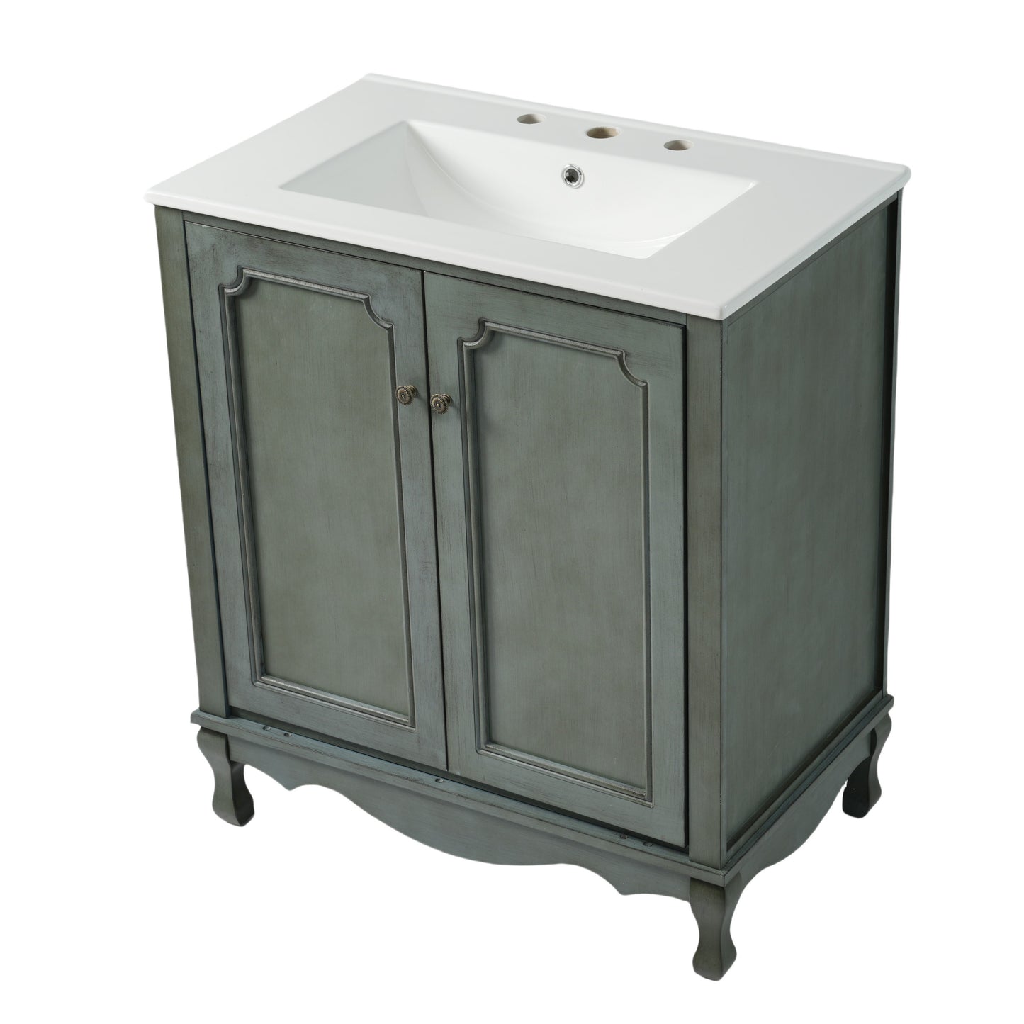 Madhubanira Vintage Bathroom Vanity with Rectangle Ceramic Sink