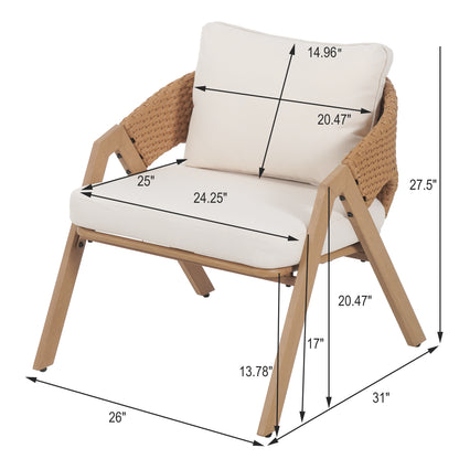 Reafter Outdoor Patio Elegant rattan Chair with Cushions (Set of 2)