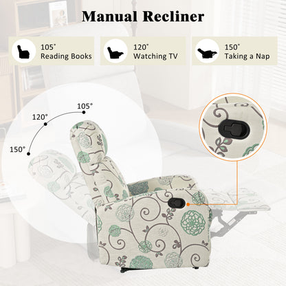 Elarra Modern Recliner Manual Recliner Home Theater Manual Recliner Chair with Adjustable Backrest