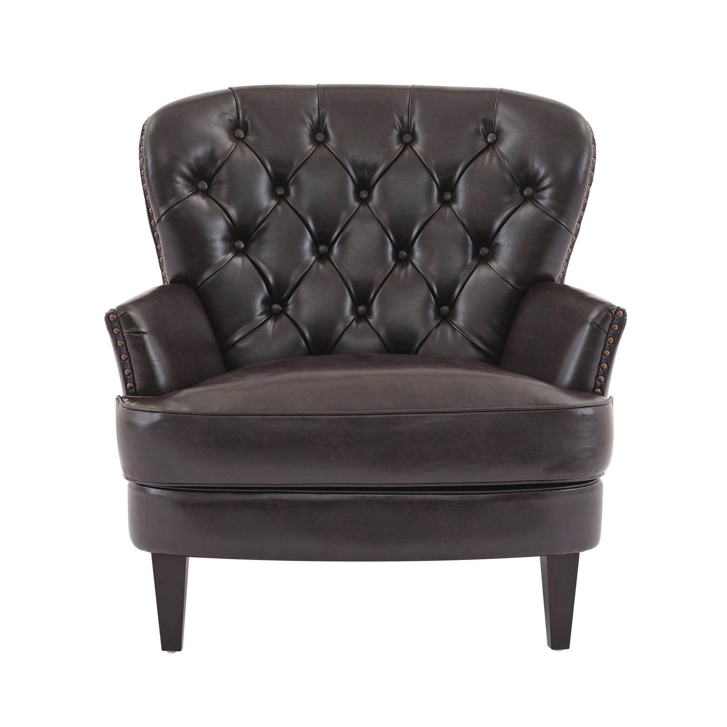 Mirod Vintage-Inspired Upholstered Lounge Chair with Nailhead Trim