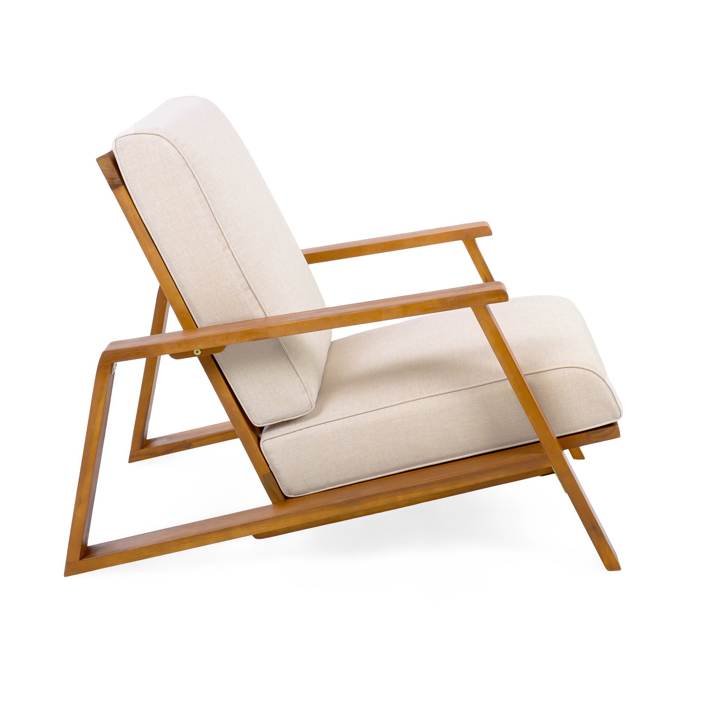 Youssef Patio Lounge Chair, Outdoor Club Chair with Beige Cushion