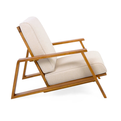 Youssef Patio Lounge Chair, Outdoor Club Chair with Beige Cushion