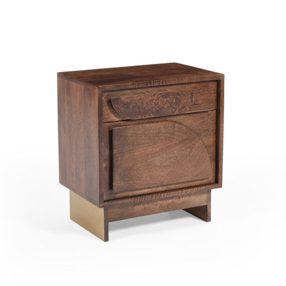 Pergolae Walnut Finish Nightstand with 1 drawer