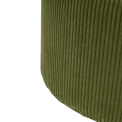 Harbinger GAVI Corduroy Ottoman Foot Stool, 30" Pouf Footstool Ottoman Seat, Upholstered Foot Chair, Round Footrest, Modern Side Table for Living Room Bedroom Home Decor, Olive Green