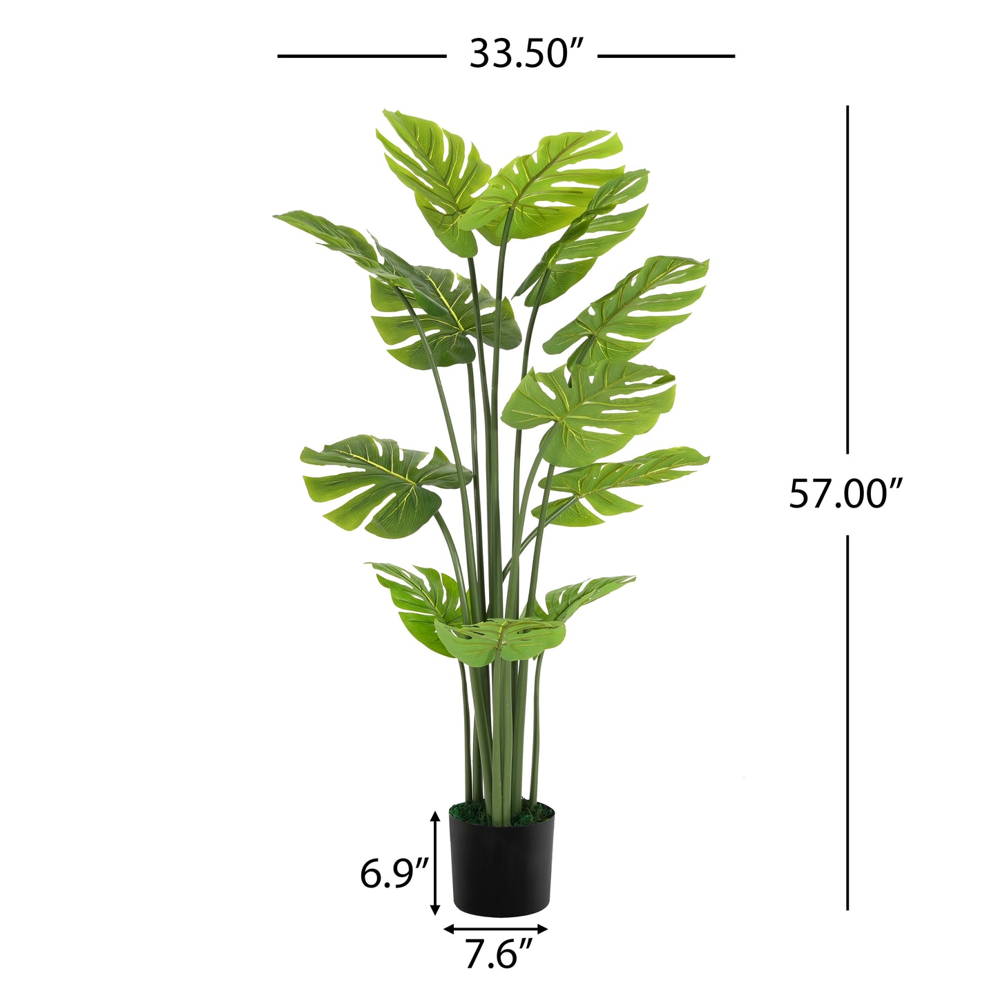 Rhaevor 57" Artificial Monstera Deliciosa Plant with Black Plastic Pot