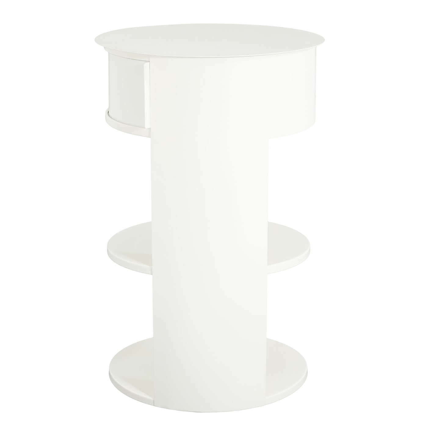 Somatilae Indoor 3-Tier Metal Round Side Table with Sliding Door Cabinet