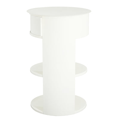 Somatilae Indoor 3-Tier Metal Round Side Table with Sliding Door Cabinet