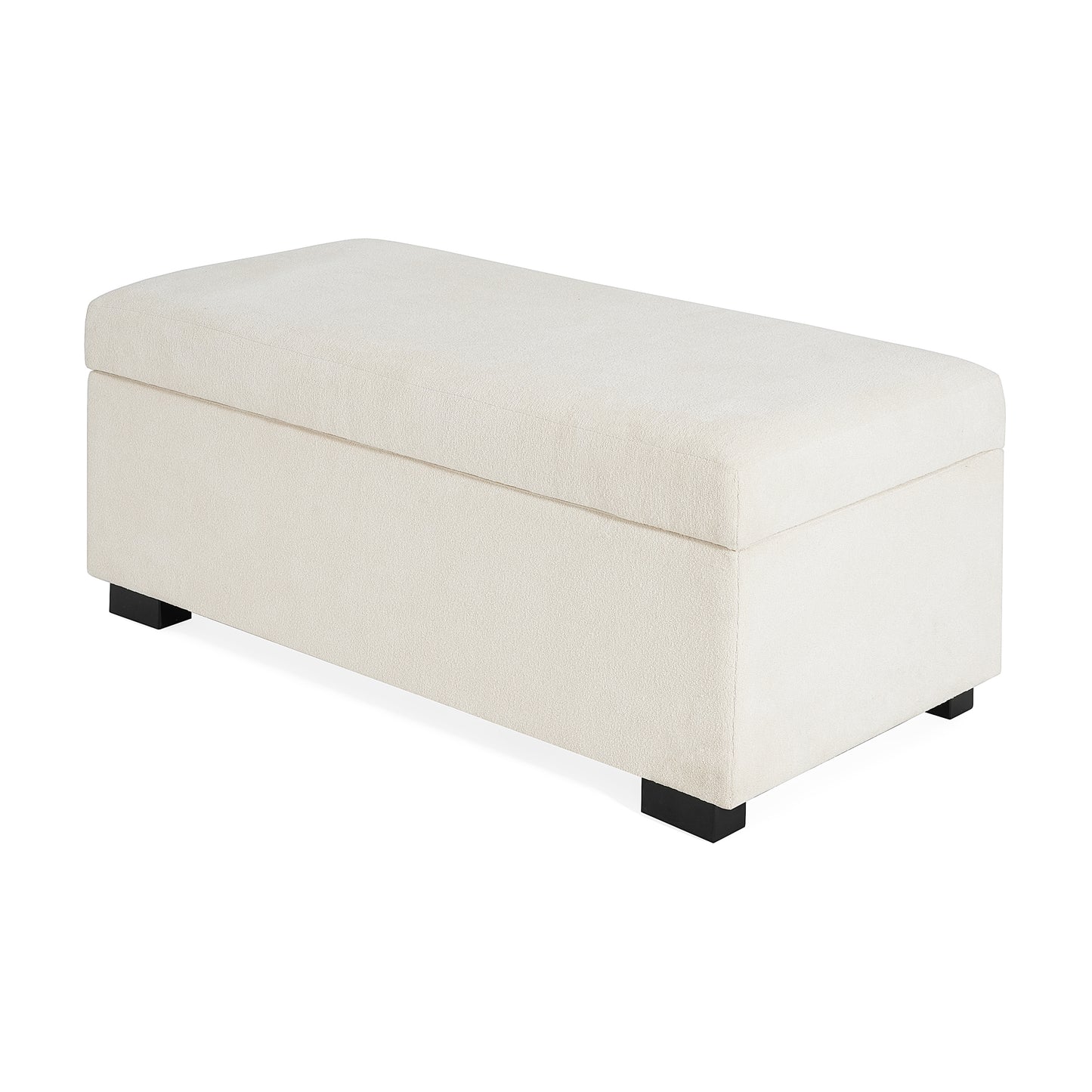 Hopehorizon Rectangle Chenile Solid Wood Storage Ottoman Chenille