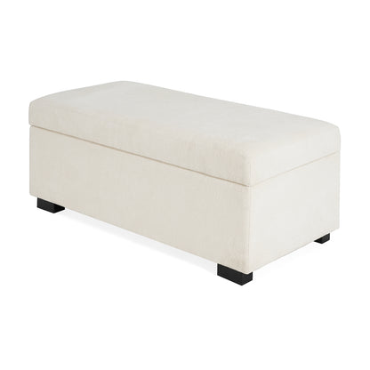 Hopehorizon Rectangle Chenile Solid Wood Storage Ottoman Chenille