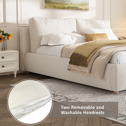 Maeve Upholstered Platform Bed with Two Removable Pillow Headboard