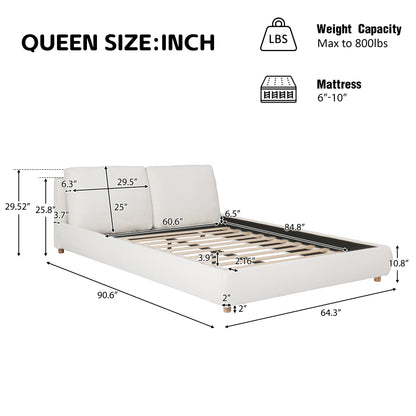 Maeve Upholstered Platform Bed with Two Removable Pillow Headboard