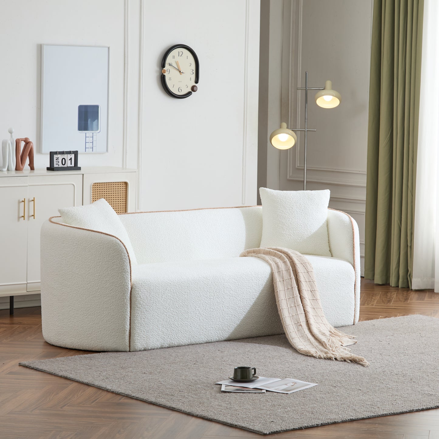 Coralna 82" Curved Sofa,3-Seater,Living Rooms,Bedrooms,Apartment Office