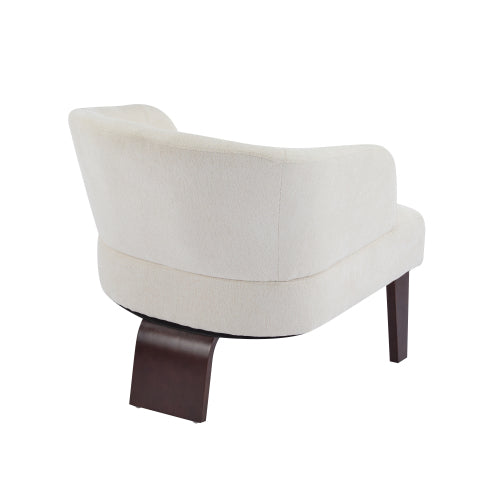 ‌Mossly Modern Accent Chair with Round Back & Wooden Legs - Mid-Century Inspired Lounge Chair for Living Room, Bedroom