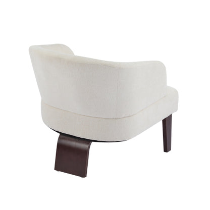 ‌Mossly Modern Accent Chair with Round Back & Wooden Legs - Mid-Century Inspired Lounge Chair for Living Room, Bedroom