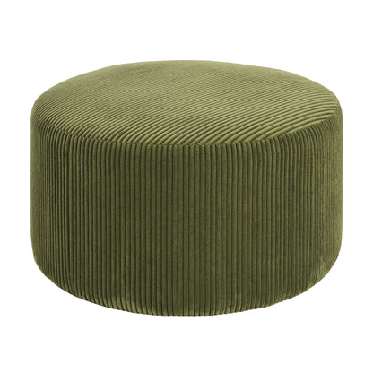 Harbinger GAVI Corduroy Ottoman Foot Stool, 30" Pouf Footstool Ottoman Seat, Upholstered Foot Chair, Round Footrest, Modern Side Table for Living Room Bedroom Home Decor, Olive Green