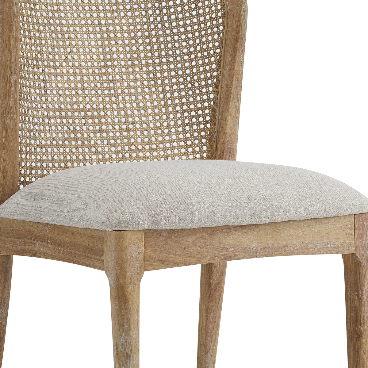 Diaphanous Lilia Dining Chairs Set of 2, Modern Dining Chair with Fabric Upholstery, Rubberwood Frame Kitchen Chairs with Cane Webbing, Extra Seat for Dining Room, Beige + Natural