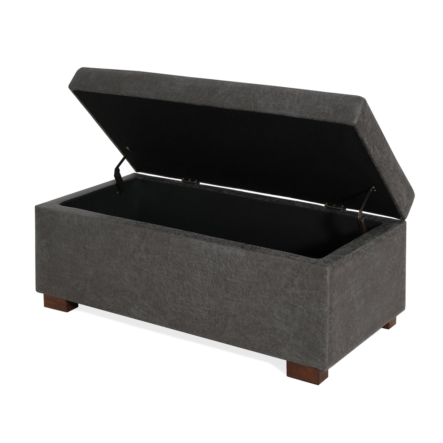 Hopehorizon Rectangle Chenile Solid Wood Storage Ottoman Chenille