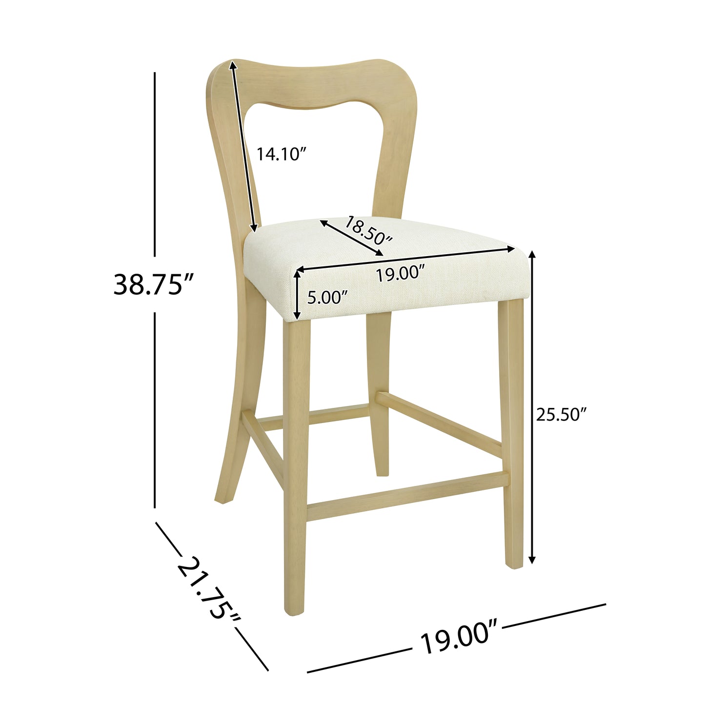 VintParlor 25.5 in. Modern Upholstered Counter Stools,Set of 2