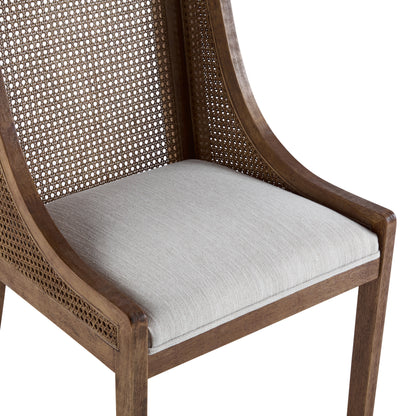 Noxeo Indoor Rattan Wodd Frame Dining Chair,Set of 2