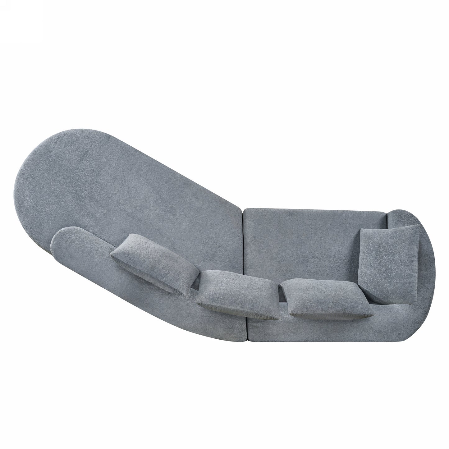Orellar 116" Modern Curved Sectional Sofa with High-Density Fully Compressed Sponge and Chaise Lounge, Pearl Upholstery